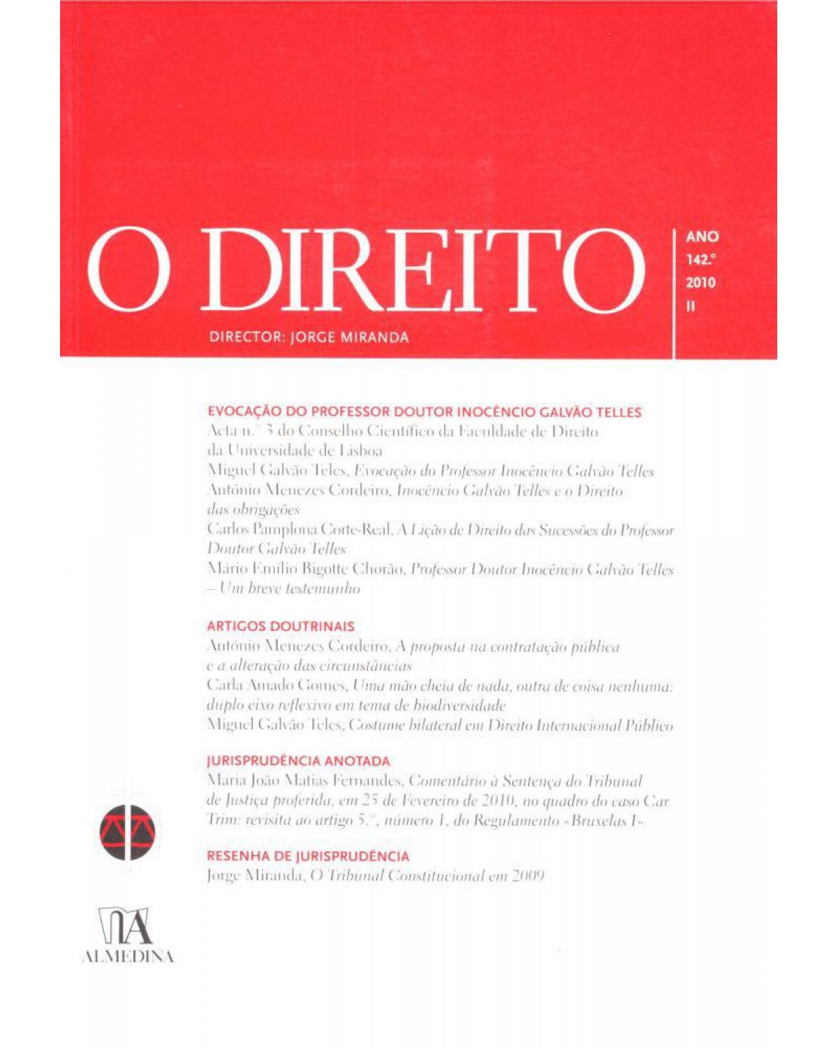 O direito - ano 142º - II - 1ª Edição | 2010