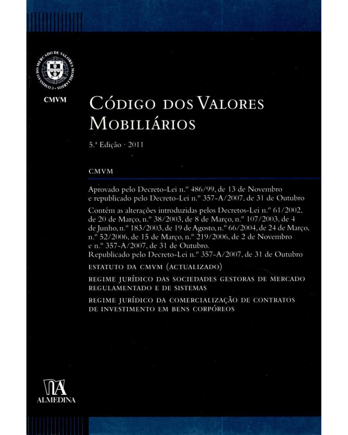 Código dos valores mobiliários - 5ª Edição | 2011