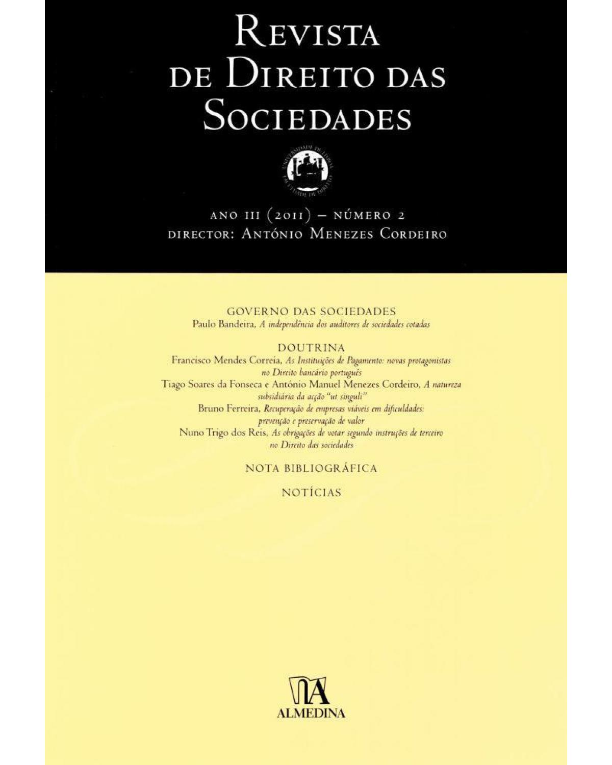 Revista de direito das sociedades - ano III - Nº 2 - 1ª Edição | 2011