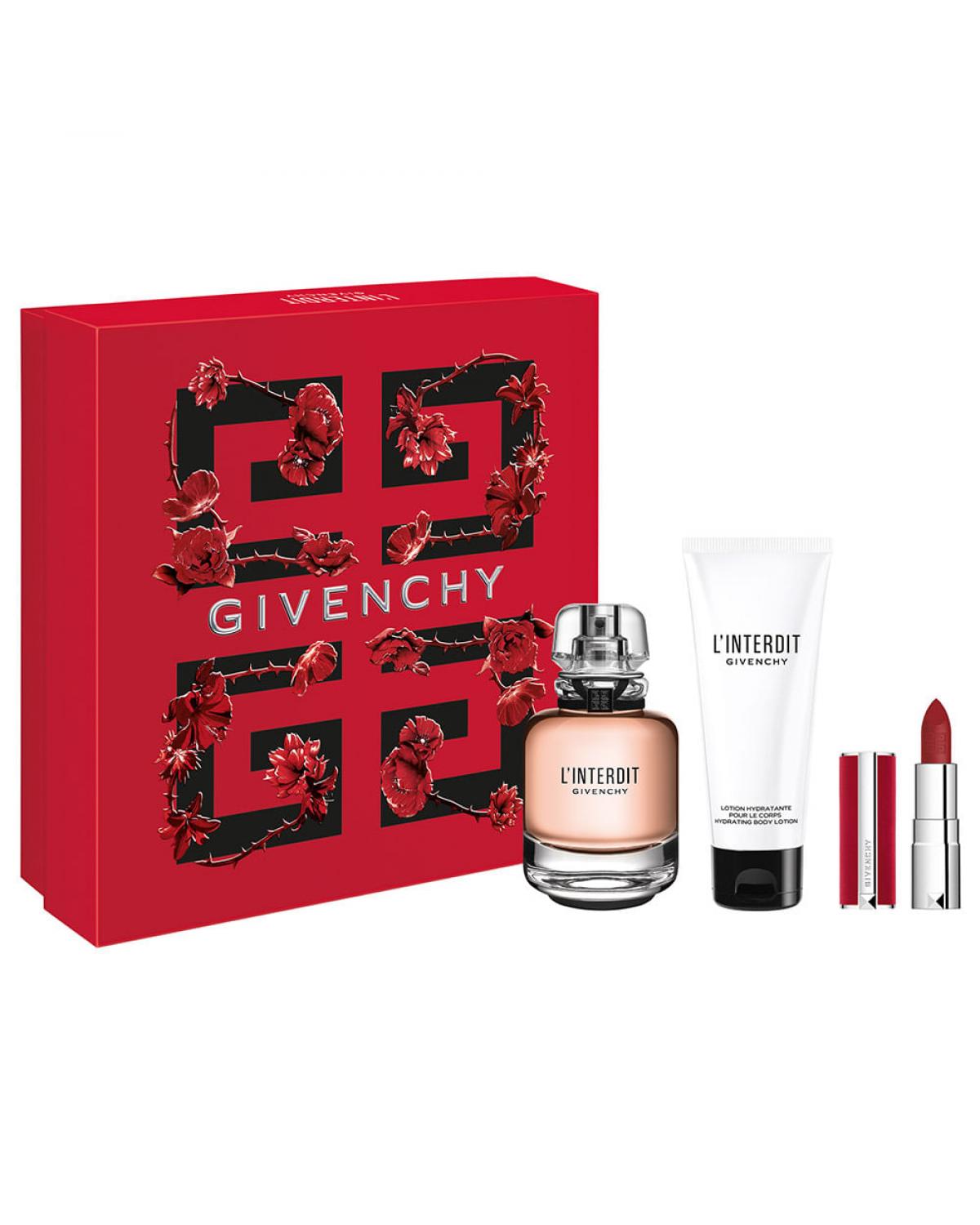Givenchy L’Interdit Kit – Perfume Feminino EDP + Loção Corporal + Miniatura Batom